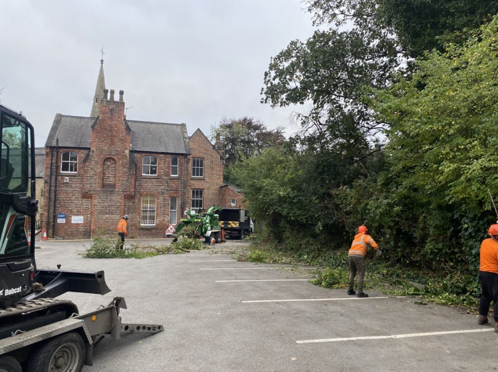 Site in Didsbury where Dave Barlow Tree Services (Cheshire Trees) conducted a site clearance project with tree removal.